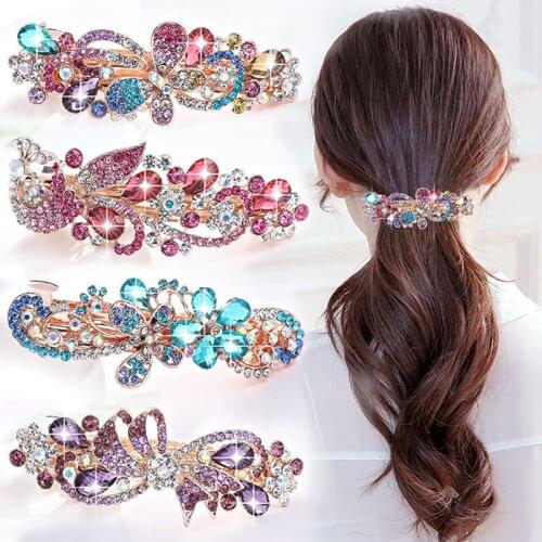Women Fashion Rhinestone Spring Hairpins Brightly Colored Hair Clips Clear Bridal Hairpins Jewelry Diamond Hairpins Hair Clip