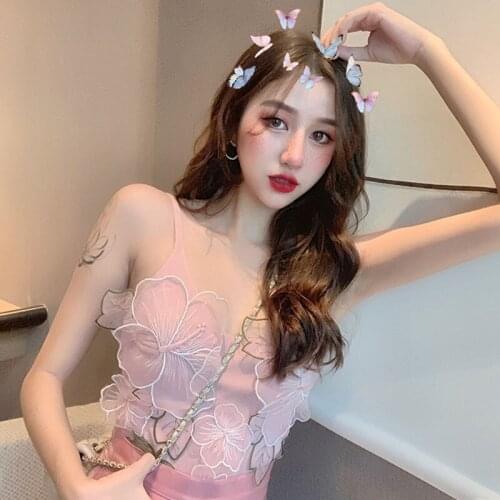 Women Corset Tops Camisole Womens Summer Three-Dimensional Embroidered Knitted Vest Women Tank Camis Crop Top For Women