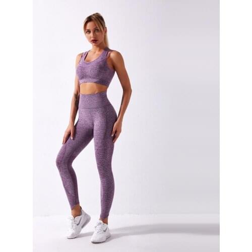 Yoga Set Women 2PCS Seamless Sport Suit Bra And Long Legging Fitness High Waist Carry Bottock Exersice