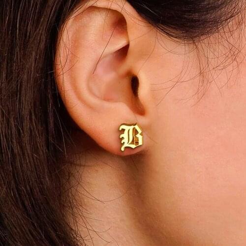 1 Pair Personalized Old English Letter Earrings Women Ladies Baby Birthday Gifts Ancient Jewelry Accessories Earrings