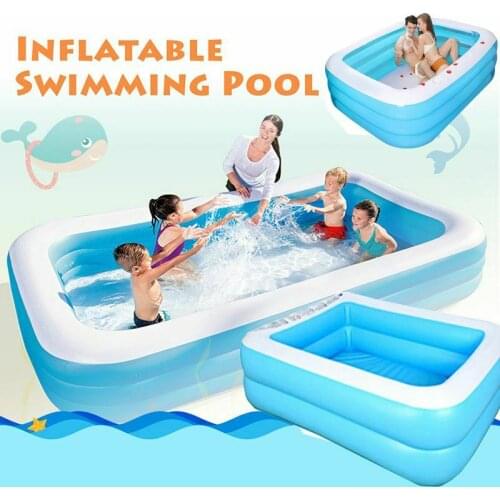 110/128/155/ Rectangular Inflatable Swimming Pool Paddling Pool Bathing Tub Outdoor Summer Swimming Pool Adults Kids Water Pool