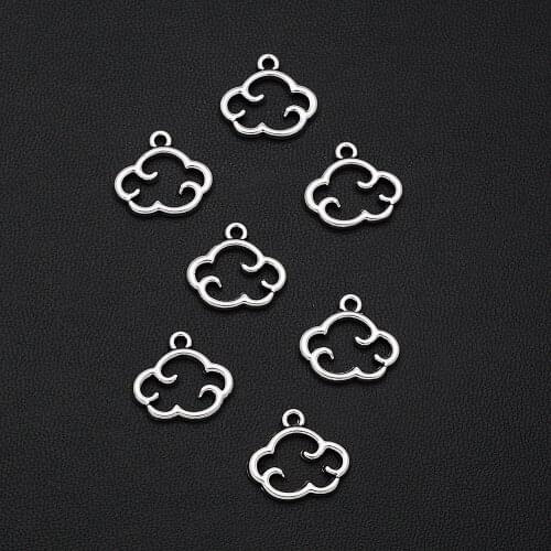 30PCS/Lots 14x15mm Antique Silver Plated Hollow Cloud Charms Weather Pendants For DIY Earring Jewelry Making Accessories Parts