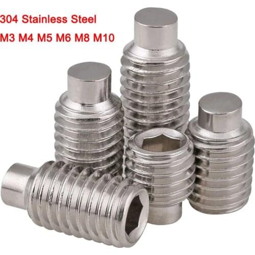 304 Stainless Steel DIN915 Inner Hexagonal Socket Headless Screws Male Terminal Set Bolt Grub Convex End Screw M3 M4 M5 M6 M8M10