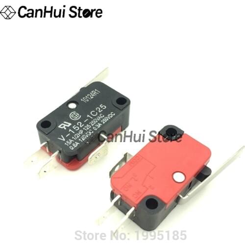 5Pcs/lot V-152-1C25 SPDT 1NO 1NC 3Pin Short Straight Hinge Lever Limit Micro Switch stroke limit switch