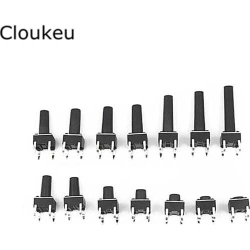 50Pcs 4.5*4.5 Tact Button Switch Black DIP4 4.5x4.5x3.8 4/4.3/4.5/4.8/5/5.5/6/6.5/7/7.5/8/8.5/9MM
