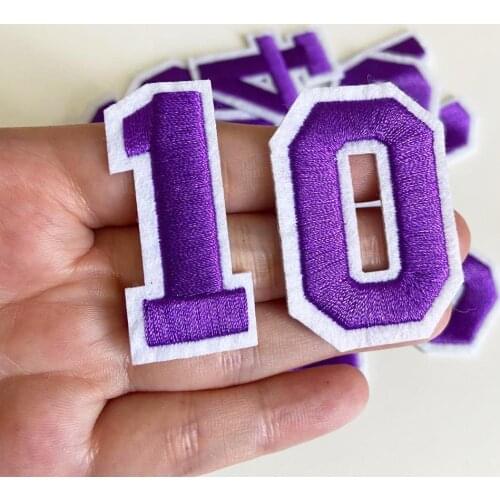 1Pcs Purple Embroidered Number Iron On Patch Applique For Clothing Sew On badge Patches For Jacket Bag Garment Accessories