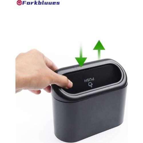 Car Trash Bin Hanging Vehicle Garbage Dust Case Storage Box Black Abs Square Pressing Type Trash Can Auto Interior Accessories