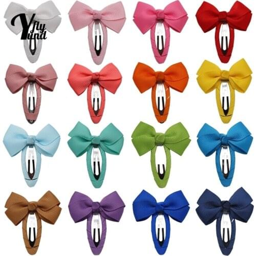Yundfly 10pcs/lot 5 CM Solid Color Ribbon Bows BB Clips Cute Princess Bangs Hairpins Baby Headwear Hair Accessories Photo Props