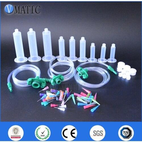 Free Shipping 5/10/30cc ml Dispenser Dispensing Needle Tips Pneumatic Syringe Barrel With Adapter