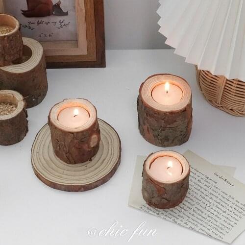 Log Wood Candle Holders for Wedding Birthday Party Centerpieces Home Candle Candlebra Living Room Decor