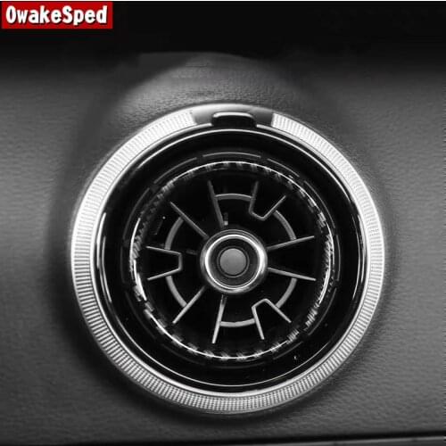 For Audi A3 8V 2013-2019 Carbon Fiber Color Interior Air Vents Circles Center Console Air Conditioner Outlet Frame Cover Trim