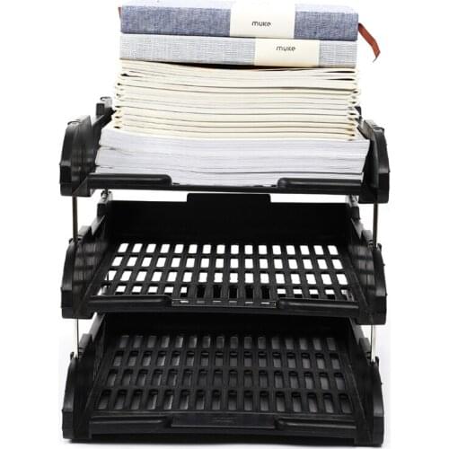 Home Office Document Holder Organizer 3 Layers Thicken Plastic File Desktop Storage Basket Shelf Rack Box Dropship
