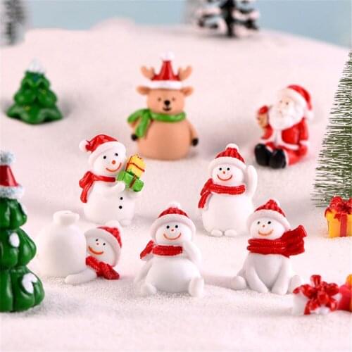5Pcs Micro Snowman Santa Claus Christmas Figurine Model Garden Fairy Decor Glass DIY Home Decoration Miniature Craft Accessories