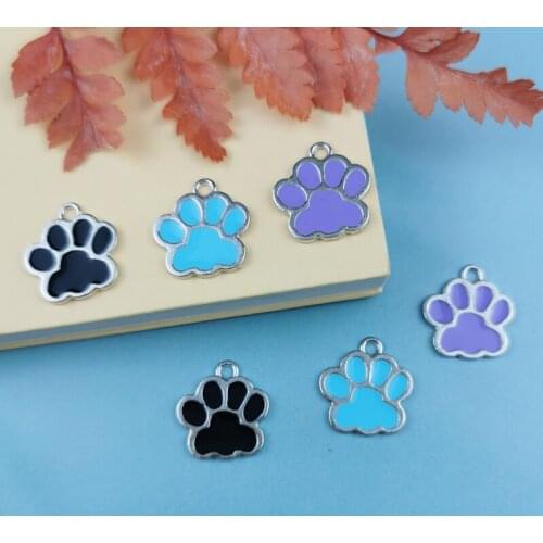 JeQue 10pcs DIY Handmade Metal Enamel Bear Paw Charms Bracelet Dog Claw Pendants For Necklace Earring Jewelry Making Craft
