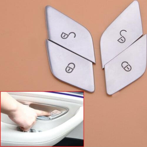 4pcs Car Door Lock Unlock Button Cover Trim Styling Fit for Mercedes Benz C E GLC Class W205 W213 X253 2016 2017 2018 2019