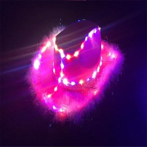 LZ33 Pink led light hat ballroom dance led costumes glowing luminous light dj singer wears cloth show party stage headdress bar