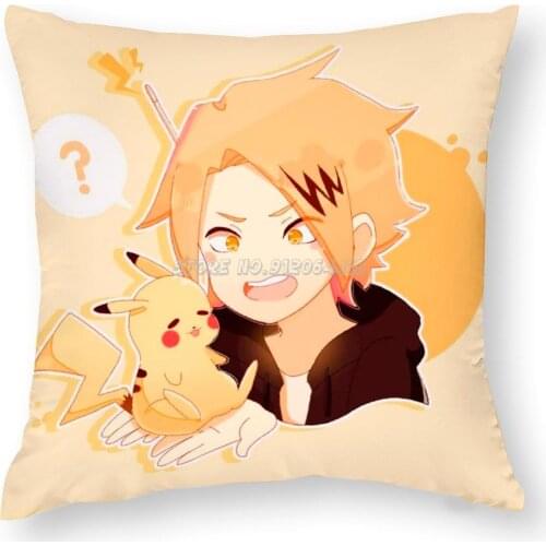 Cute Kaminari!! Pillow Case Custom Square Pillow Cover Case Zipper Pillowcase Denki Denki Kaminari Bnha My Hero Mha Boku No Hero