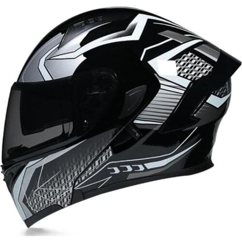 Flip Up Casco Moto Men Motorcycle Helmet Racing Modular Dual Lens Motocross Moto Helmet Full Face Helmets Capacete Casque Black