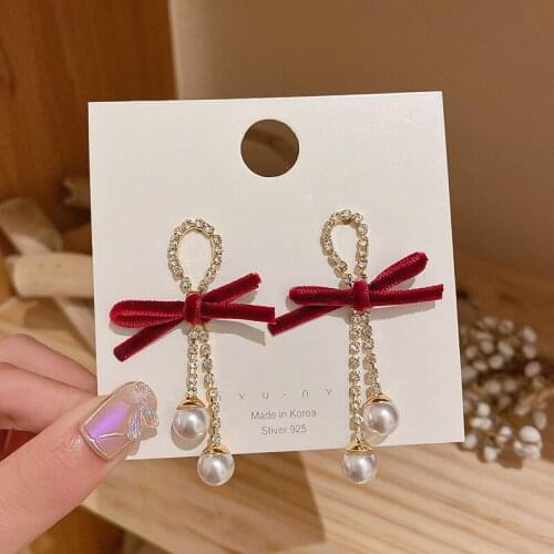 New Fashion Korean High Velvet Bow Earrings For Woman Elegant Jewelry Girls Party Earrings