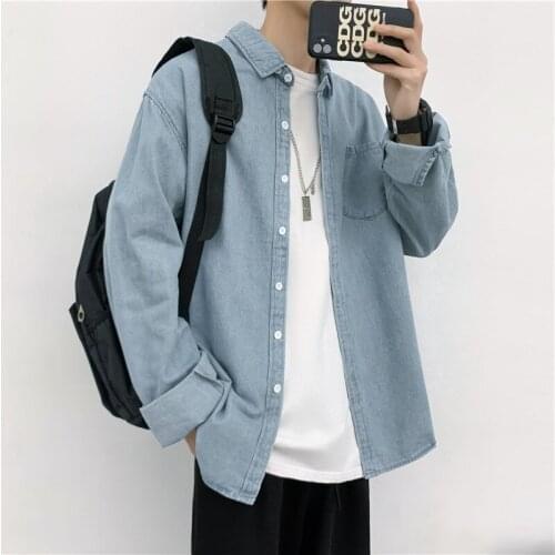 2021 New Longsleeve Shirts for Men Spring Newkorean Clothes Trend of Casual Male Shirts Jacket Vintage Men Collared Solid Shirt