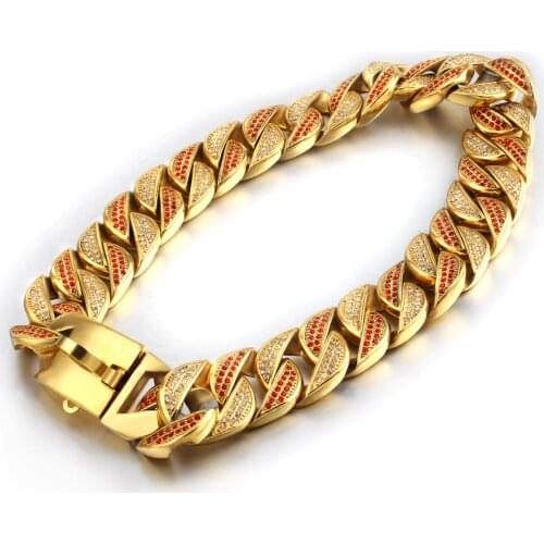 Hot sell Heavy Big Dogs Curb Cuban Stainless Steel Chains Necklaces Bling Iced Out Link Gold Jewelry 32mm Extra-coarse Necklace