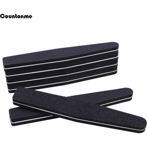 5Pcs/Lot Black Sponge Nail File 100/180 Diamond Sandpaper Buffer Block Gel Polishing Washable Doubele Sided Nail Files Supply