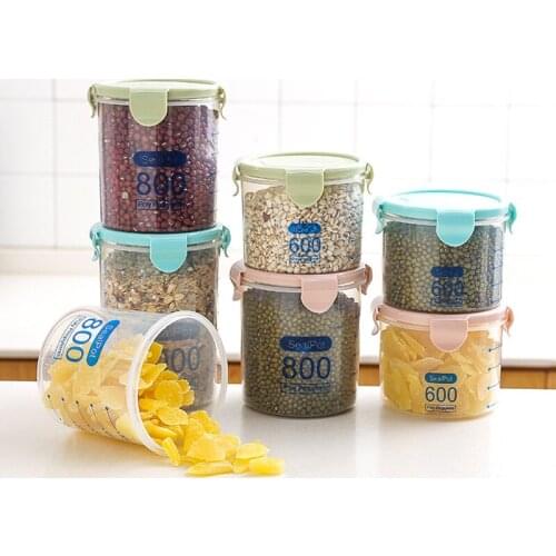 Plastic Airtight Food Container Sealing Storage Canister with Lid Cereal Seasoning Jar Sealed Flour Tank Kitchen Supply SCIE999