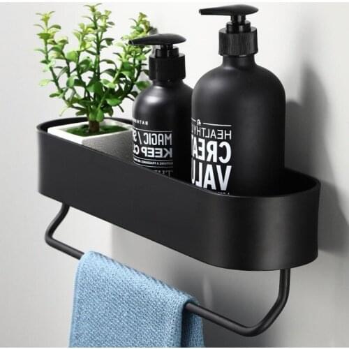 Bathroom Shelves Rack Perforation-free Bathroom Storage Household Kitchen Items Shelf Organizer Shelves for Wall Towel Rack