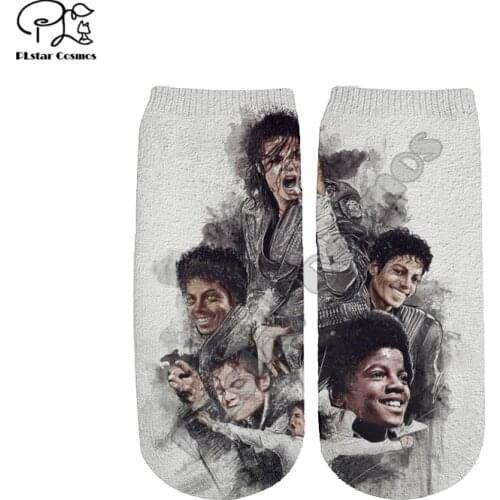PLstar Cosmos Drop shipping Michael Jackson 3D Printed Women/men/boy/girl Harajuku Colorful casual fit Short Ankle Socks Style-1