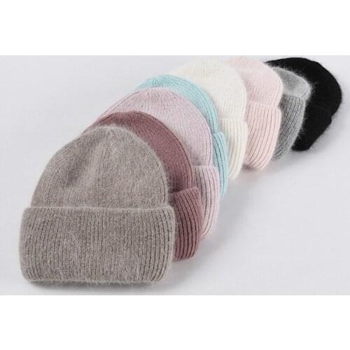 Fashion Autumn Beanies Best Matched Warm Soft Bonnet Skullies Gift 8 Colorways Rabbit Fur Woman Winter Hat Solid Color