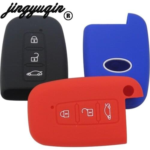 Jingyuqin 3 Buttons Silicone Key Case FOB For Hyundai Solaris HB20 Veloster SR IX35 Accent Elantra i30 Smart Key