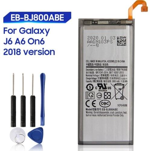 Original Replacement Samsung Battery For Galaxy J6 2018 version A6 On6 SM-A600F J600 EB-BJ800ABE Genuine Battery 3000mAh