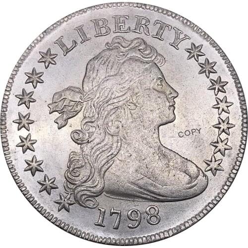 United States Of America Coin 1798 15 Stars Liberty Draped Bust One Dollar Small Eagle Cupronickel Silver Plated Copy Coins