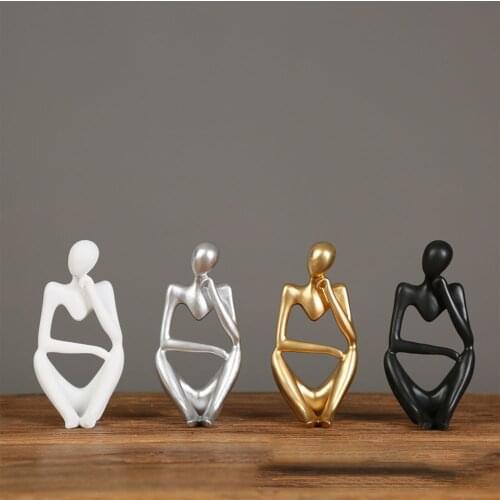 Abstract Thinker Figurine Bookshelf Desktop Collectible Figurine Creative Vase Resin Modern Sculpture Figure Birthday Gift