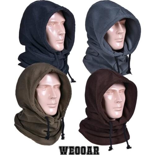 WEOOAR Polar Fleece Thick Mens Balaclava Winter Hat 2021 Beanies for Women Full Face Ski Bonnets Male Caps Russian Hat MZ218