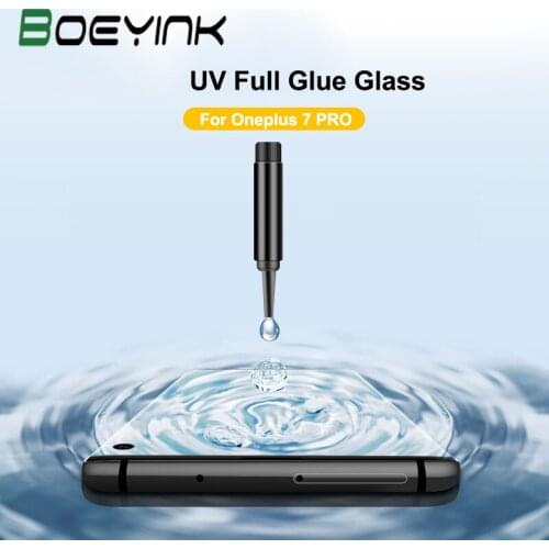 UV Liquid Full Glue Tempered Glass For OnePlus 7 Pro Case Friendly Screen Protector For Huawe P30 Pro Mate 20 Pro UV Glue Glass