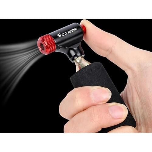 Mini CO2 Bicycle Air Pump Air Inflator Portable Manual Inflator Presta and Schrader Compatible for Road & Mountain Bikes