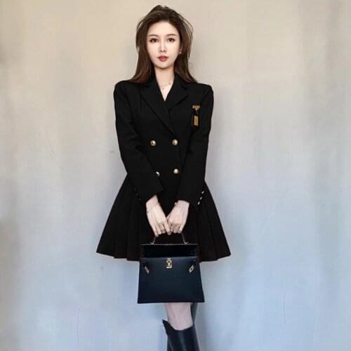 Nanyou high end early spring 2021 new classic temperament fashion elegant retro suit collar dress