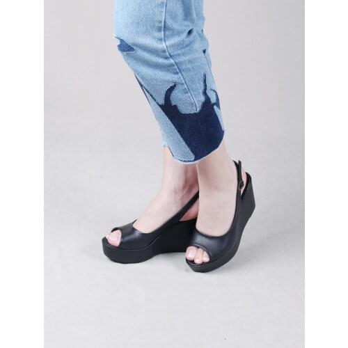 Womens Sandals Black Casual Wedge Heeled Shoes 2021 Summer Season