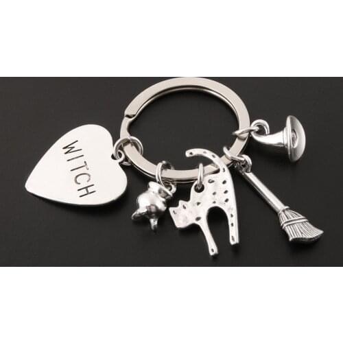 1pc New Halloween Series Key Chain Witch Pumpkin Skull Cat For Car Metal Pendants Bag Charm Keyring
