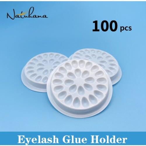 100 pcs Glue Gasket Eyelash Glue Holder Adhesive Pallet Eyelash Extension Glue Pads Stand on Eyelash Plastic Holder Makeup Tools
