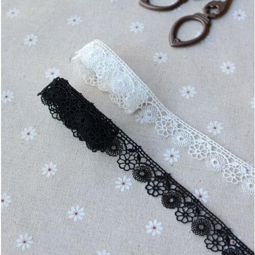 2 meters/lot 1.7cm Width Black White Embroidered Lace Fabrics Womens Clothing DIY Lace Trim