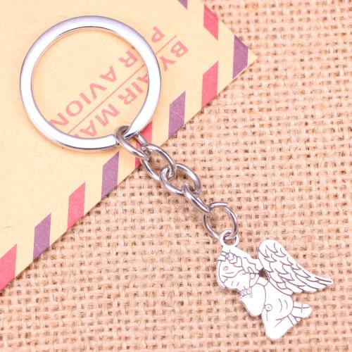 20pcs New Fashion Keychain 24x17mm pray angel Pendants DIY Men Jewelry Car Key Chain Ring Holder Souvenir For Gift