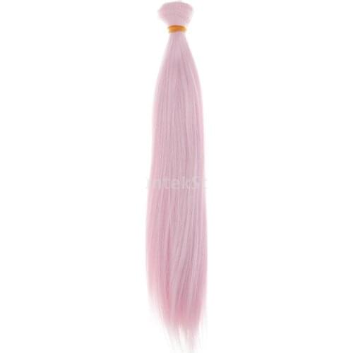 25cm High-temperature Wire Doll Straight Wig for Kids Dress Up Accessory Light Pink #3