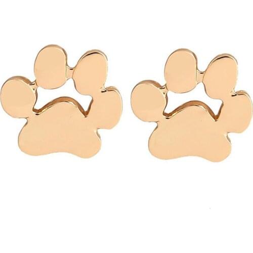 2pcs Vintage Pet Lover Jewelry Accessories Charming Tiny Cute Cat Dog Paw Print Stud Earring For Women Trendy Earrings Gift