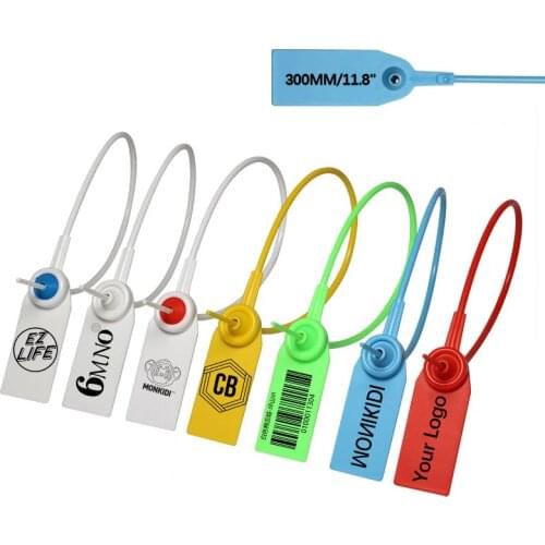 300mm/11.8" Disposable Plastic Security Seals Custom Garment Tag Cable Tie Label for Logistics Container Clothes Bags 100Pcs