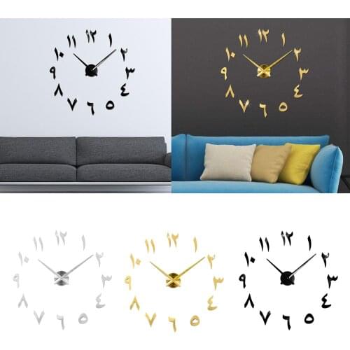3D Wall Clock Frameless Mirror Number Sticker for Living Room