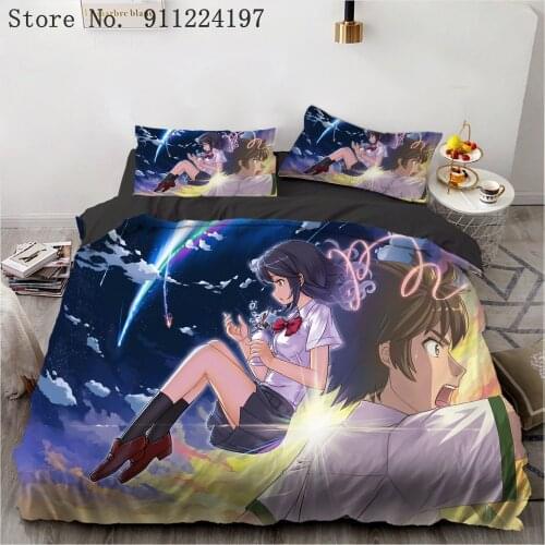 3d Your Name Bedclothes Cartoon Duvet Cover Set Teenagers Quilt Cover Microfiber Bed Linen Japanese Anime Comforter Bedding Set
