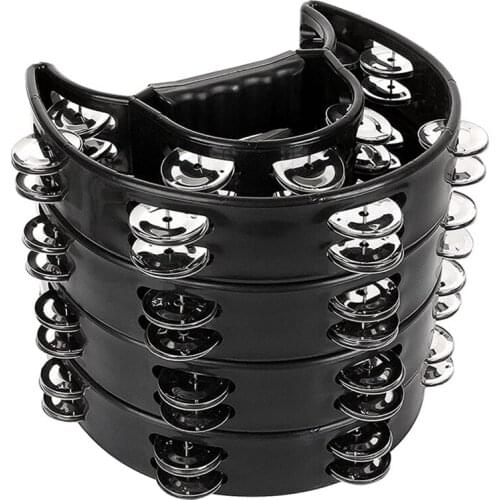 4 Pcs 9inch Double Row Tambourine Metal Jingles Handheld Percussion Tambourine Half Moon Musical Tambourine
