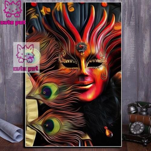 5D diamond mosaic Venetian mask For Living Room Decor Venetian mask diamond Painting Cross Stitch embroidery mosaic rhinestone